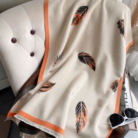 Cashmere-like Short Beard Tassel Thickened Warm Shawl Scarf (Option: D1001 Beige-180x65cm)