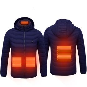 New Heated Jacket Coat USB Electric Jacket Cotton Coat Heater Thermal Clothing Heating Vest Men's Clothes Winter (Option: Blue Zone4-2XL)