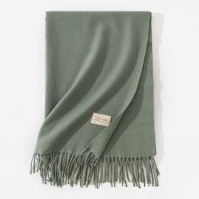 Pure Color Artificial Cashmere Scarf Women's Winter High-grade Shawl (Option: 17 Morandi Green-70x200cm)