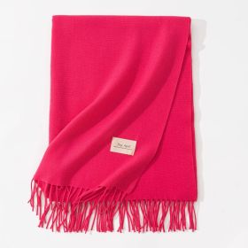 Pure Color Artificial Cashmere Scarf Women's Winter High-grade Shawl (Option: 51 Rose Red-70x200cm)