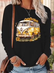 Women's Long Sleeve Hoodless Sweatshirt (Option: Black-S)
