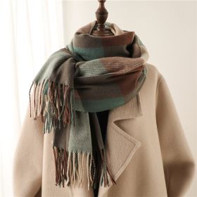 Thick Warm Outer Shawl Tassel South Korea Artificial Cashmere Scarf (Option: WT72 6 Green Coffee-200x66CM With Tassels)