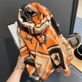 Carriage Artificial Cashmere Scarf Women's Dual-use Air Conditioning Shawl (Option: FYR150 Orange-65x185cm)