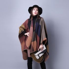 Autumn And Winter Scarf Versatile Lattice Ladies Travel Shawl (Option: Khaki-130x150CM)