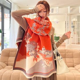 Printed Fashion Artificial Cashmere Scarf Air Conditioning Shawl (Option: FYR35 M Orange-65x190cm)