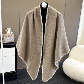 Affordable Luxury Fashion Wind Outdoor Autumn And Winter Scarf (Option: Champagne Khaki-130X190CM)