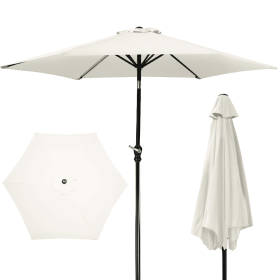 Only Supports Self Pickup  Outdoor Patio Umbrella With Push-button Tilt And Crank Handle, Beach Umbrella For Shade With 6 Sturdy Metal Ribs, UV And Wa (Option: Creamy white)