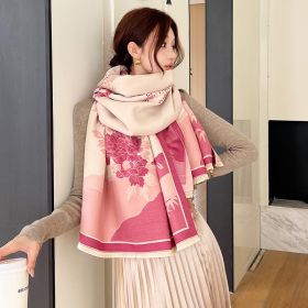 Printed Fashion Artificial Cashmere Scarf Air Conditioning Shawl (Option: FYR35 Rose Pink-65x190cm)