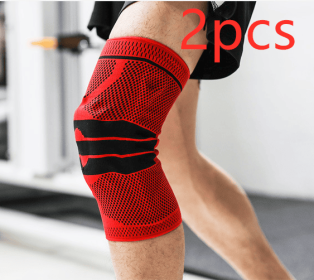 Sports Running Fitness Protection Knee Pads Brace Strap (Option: Red anti slip a pair-XL)