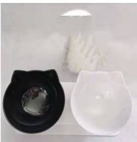 Cat Double Bowl Cat Food Bowl Protects Cervical Vertebra (Option: Black White)