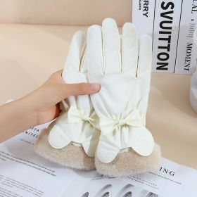 Warm Gloves Winter Women's Touch Screen Fleece-lined Thickened (Option: Fur Mouth Rabbit Ears Beige)