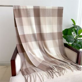 Thick Warm Outer Shawl Tassel South Korea Artificial Cashmere Scarf (Option: WT72 7 White & Gray & Plaid-200x66CM With Tassels)