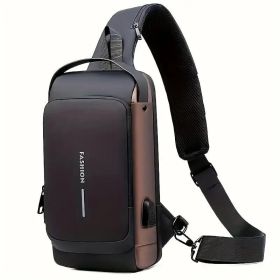 Men S Waterproof Motorcycle Chest Bag - Anti-Theft Shoulder Bag  Oxford Fabric, Multifunctional For Hiking   Outdoor Activities, Outdoor Shoulder Bag (Color: Brown)