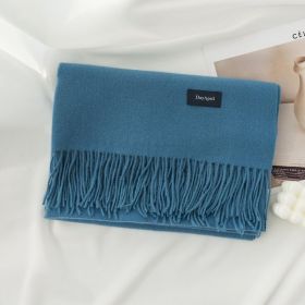 Pure Color Artificial Cashmere Scarf Women's Winter High-grade Shawl (Option: 18 Sea Blue-70x200cm)