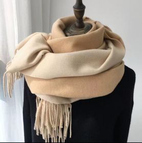 Double-sided Artificial Australian Wool Scarf Shawl (Option: Camel Rice-60X195CM With Tassels)