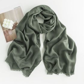 Herringbone Pattern Monochrome Artificial Cashmere Scarf Women's Simple Casual Style Tassel Warm Shawl (Option: FH2351412 Green)
