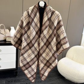 Affordable Luxury Fashion Wind Outdoor Autumn And Winter Scarf (Option: Plaid Beige-130X190CM)