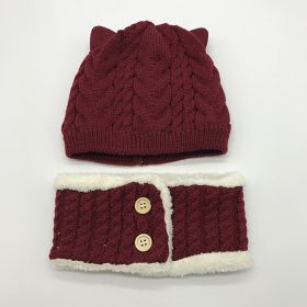 Plus velvet thick bib mask (Option: Wine red child)