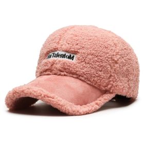 Autumn Winter Color Matching Fashion All-match Plush Warm Peaked Cap (Option: Pink-Adjustable)