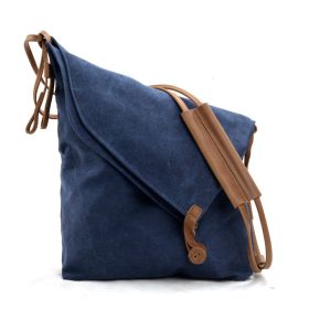 Crossbody retro art cloth bag (Color: Navy blue)