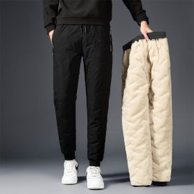 Men's Padded Cotton Trousers With Cashmere (Option: Black corset-7xl)