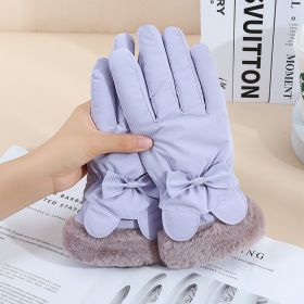 Warm Gloves Winter Women's Touch Screen Fleece-lined Thickened (Option: Fur Mouth Rabbit Purple)