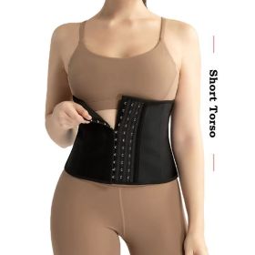 ATBUTY 9 Inches Short Torso Sport Girdle Underwear Women 9 Steel Bones Latex Waist Trainer Corset Private Label (Option: Black-M)