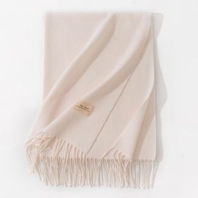Pure Color Artificial Cashmere Scarf Women's Winter High-grade Shawl (Option: 2 Milky White-70x200cm)