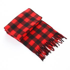 Autumn And Winter Black And White Plaid Plus-sized Thickening Thermal Men's And Women's Scarf (Option: Red And Black-165cm)