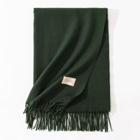 Pure Color Artificial Cashmere Scarf Women's Winter High-grade Shawl (Option: 15 Dark Green-70x200cm)