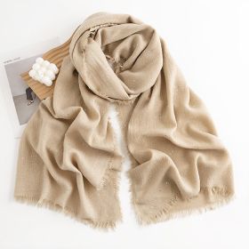 Herringbone Pattern Monochrome Artificial Cashmere Scarf Women's Simple Casual Style Tassel Warm Shawl (Option: FH2353451 Sequins Beige)