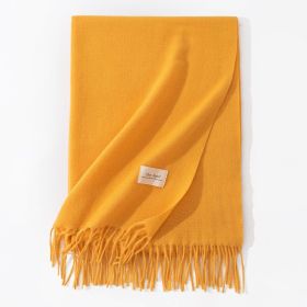 Pure Color Artificial Cashmere Scarf Women's Winter High-grade Shawl (Option: 56 Ginkgo Yellow-70x200cm)