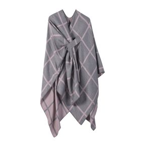 Women's Fashion Gingham Check Warm Scarf (Option: Gray Pink)