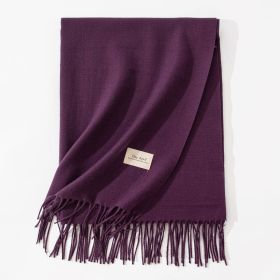 Pure Color Artificial Cashmere Scarf Women's Winter High-grade Shawl (Option: 49 Grape Purple-70x200cm)