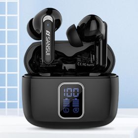 Shanshui W9 True Wireless Dual-ear HD Call Noise Reduction HiFi Sound Quality Game Bluetooth Headset (Color: Black)