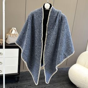 Affordable Luxury Fashion Wind Outdoor Autumn And Winter Scarf (Option: Champagne Blue-130X190CM)