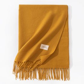 Pure Color Artificial Cashmere Scarf Women's Winter High-grade Shawl (Option: 19 Turmeric-70x200cm)