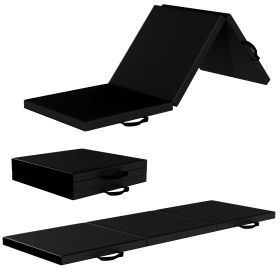 Only Supports Self Pickup  Tri-Fold Folding Exercise Mat With Carrying Handle For Mixed Martial Arts, Gymnastics And Home Gym Protecting Floor, 2 Inch (Color: Black)