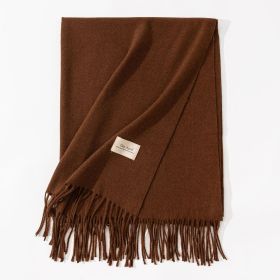 Pure Color Artificial Cashmere Scarf Women's Winter High-grade Shawl (Option: 34 Brown With Flowers-70x200cm)
