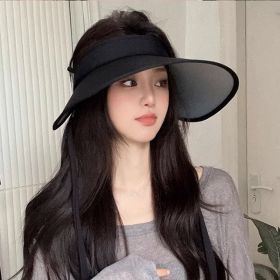 Air Top Sun Protection Hat Female Summer Cycling UV Protection (Color: Black)