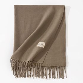 Pure Color Artificial Cashmere Scarf Women's Winter High-grade Shawl (Option: 52 Dark Pea Green-70x200cm)