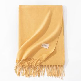 Pure Color Artificial Cashmere Scarf Women's Winter High-grade Shawl (Option: 6 Light Yellow-70x200cm)
