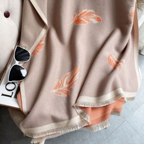 Cashmere-like Short Beard Tassel Thickened Warm Shawl Scarf (Option: D1001 Khaki-180x65cm)