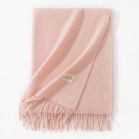 Pure Color Artificial Cashmere Scarf Women's Winter High-grade Shawl (Option: 4 Pink-70x200cm)