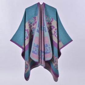 Autumn And Winter Scarf Versatile Lattice Ladies Travel Shawl (Option: Flower Green-130x150CM)
