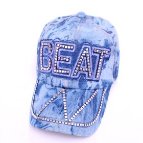 Korean Style Hat Fashion Hat New Women's Hat Baseball Cap Rhinestone Denim Wholesale (Color: Blue)