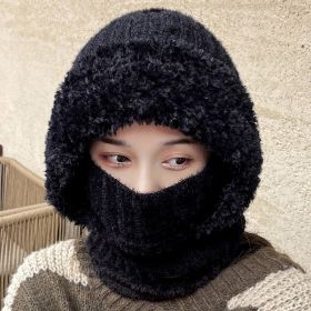 Multifunctional Hat Scarf One-piece Hat Neck Protection Bandana Warm (Color: Black)