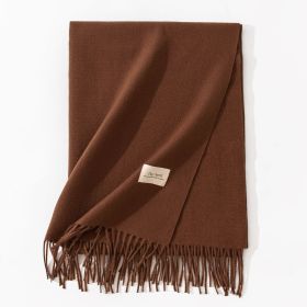 Pure Color Artificial Cashmere Scarf Women's Winter High-grade Shawl (Option: 30 Chocolate-70x200cm)
