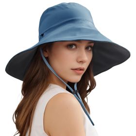 Wide Brim Sun Hats For Women Men, Double Sided Wearing Fishing Hats Cooling Bucket Hat For Beach Hiking Outdoor (Color: Dark Blue)