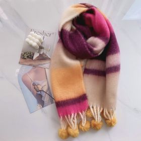 Rainbow Dopamine Mohair Tassel Scarf (Option: 7color-Above 175cm)